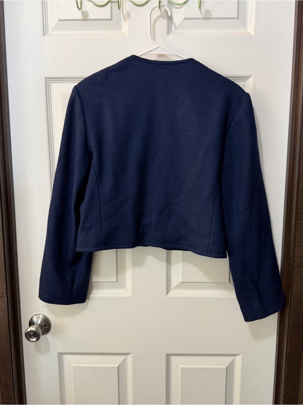 Vintage Pendleton Navy Blue Virgin Wool Cropped Blazer Jacket Womens Size 10 - Picture 4 of 6